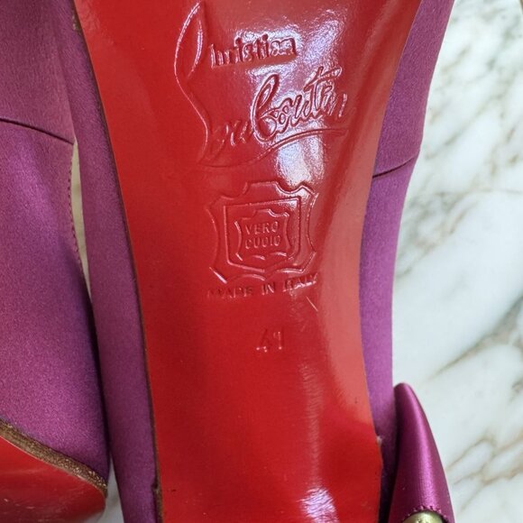 Christian Louboutin Fuschia Satin Anemone Stiletto Heels - Picture 12 of 15